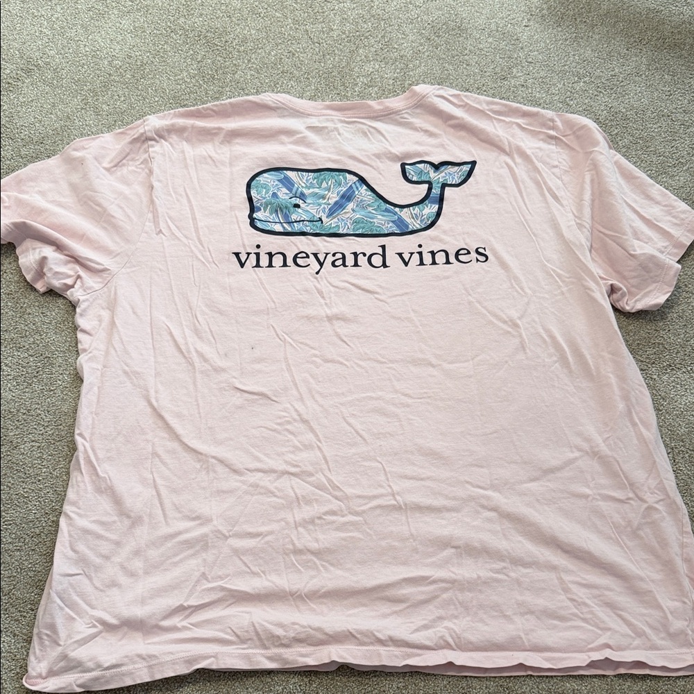 Vineyard Vines Light Pink Tee with Whale Design